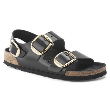 Milano Big Buckle Natural Leather Patent High-Shine Black